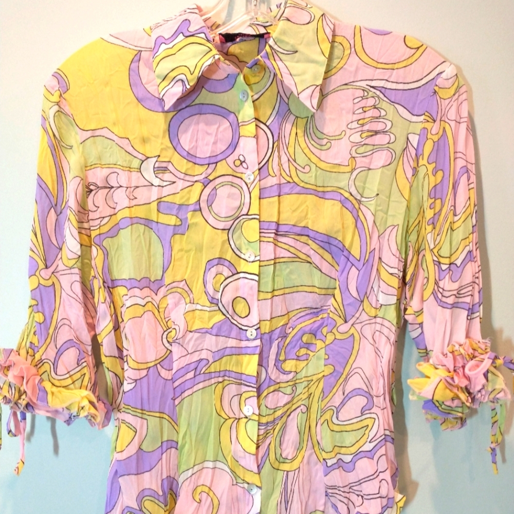 Belissimo Crepe shirt with ruffle tie sleeves Size S